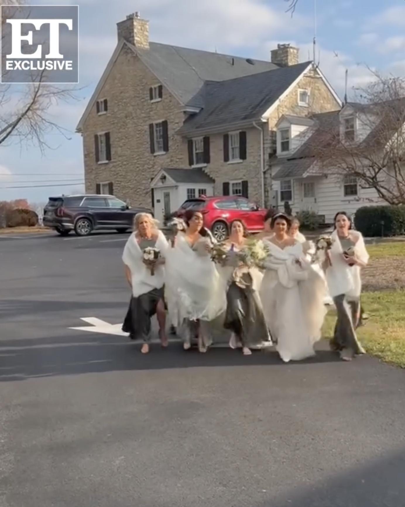 Stephanie Lebo walks with her bridal party before the ceremony, as posted on November 23, 2025 | Source: Instagram/entertainmenttonight