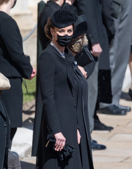 Catherine, Herzogin von Cambridge während der Beerdigung von Prinz Philip, Herzog von Edinburgh am 17. April 2021 in Windsor, England | Quelle: Getty Images