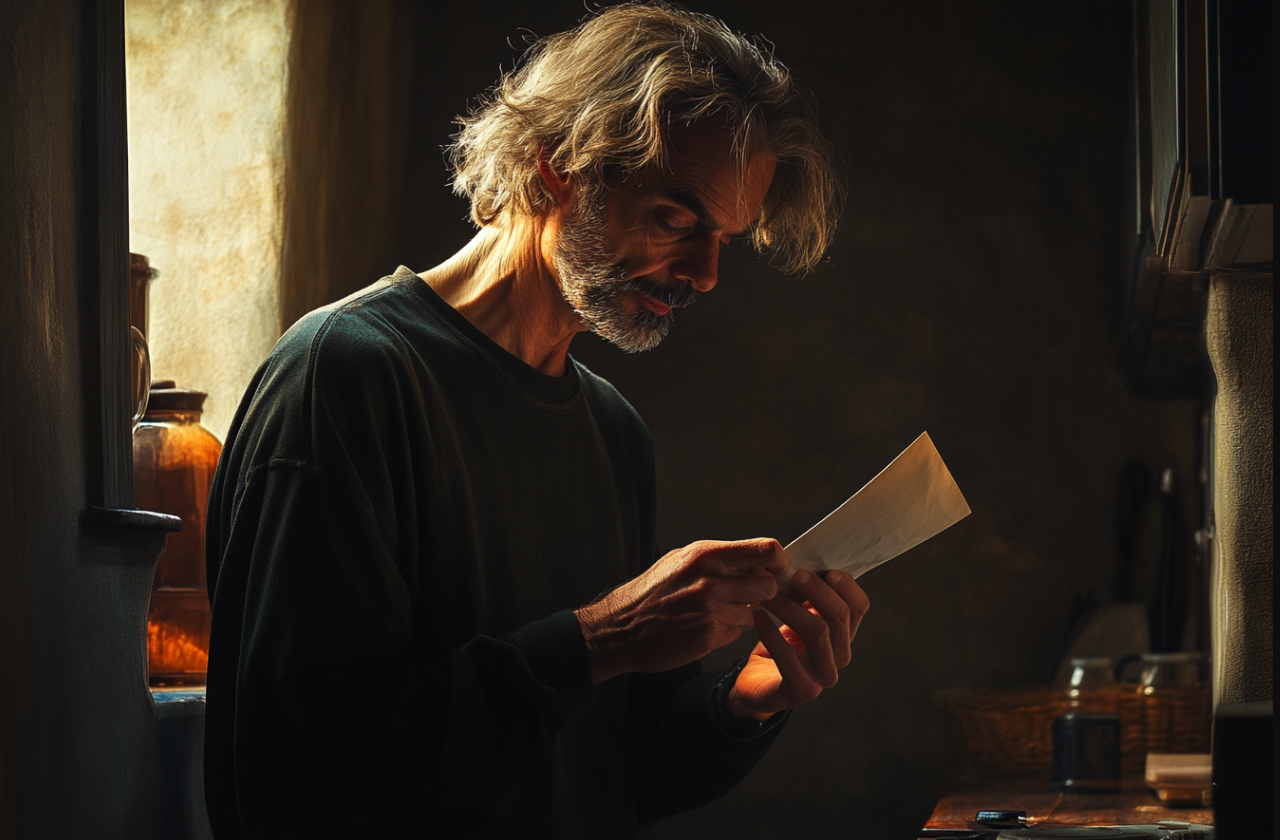 A man reading a letter | Source: Midjourney