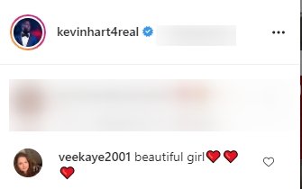 A fan's comment on Kevin Hart's post about his daughter | Photo: Instagram/kevinhart4real