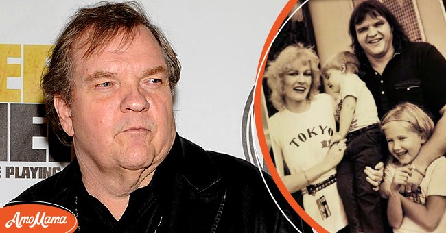 Photo of rock singer Meat Loaf at an event. [Left] | Rock singer Meat Loaf with his ex wife and his two kids. [Right] | Photo: Getty Images