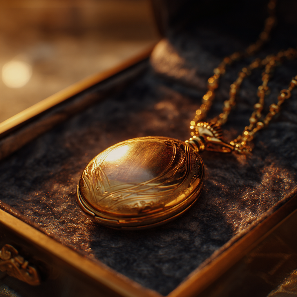 A gold locket in a jewelry box | Source: Midjourney