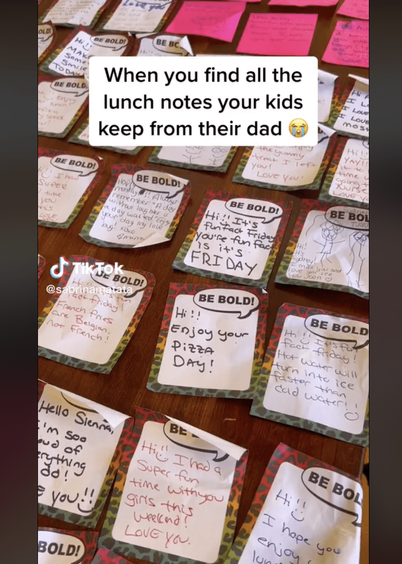 Jordan'ın kızları için yazdığı öğle yemeği notları |  Kaynak: tiktok.com/@sabrinamatata
