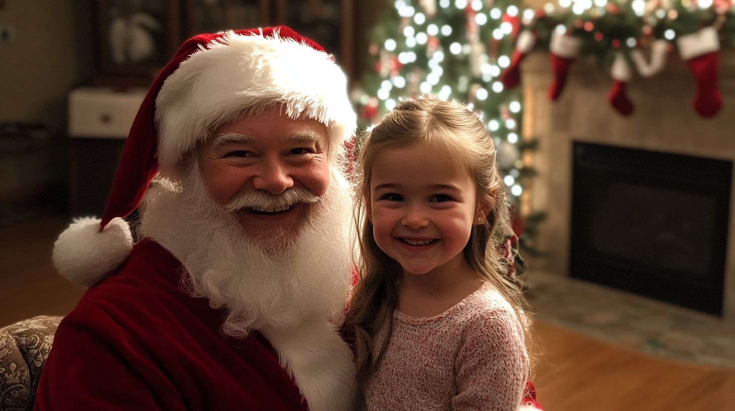 A girl and a Santa smiling | Source: Midjourney