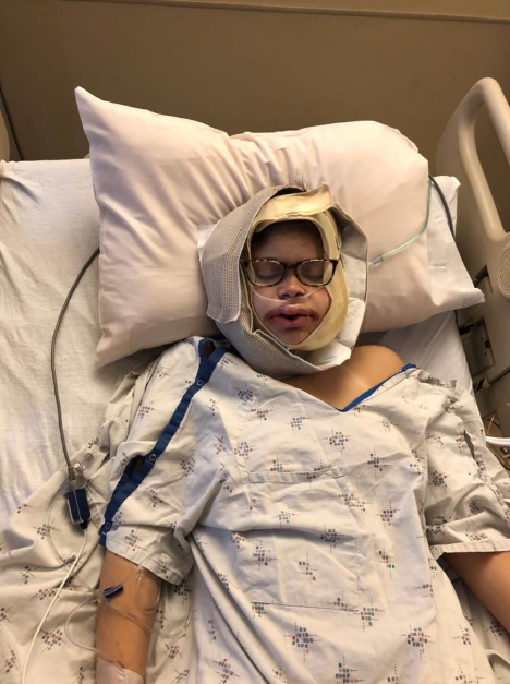 Katie Wolferding after surgery, dated June 2019 | Source: Facebook/katiewolferding