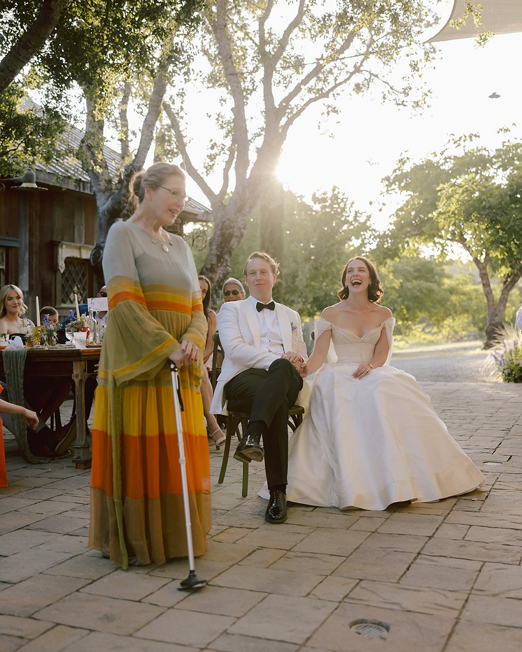 Tatum O'Neal giving a speech at Kevin McEnroe and Fern Cozine's wedding, from a post dated July 20, 2025 | Source: Instagram/tatum__oneal