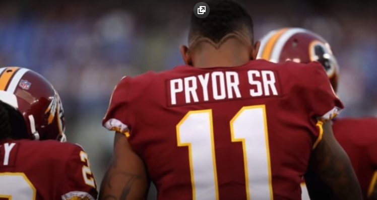 Back view photo of Terrelle Pryor showing his jersey number | Photo: Youtube /  Patriots Global