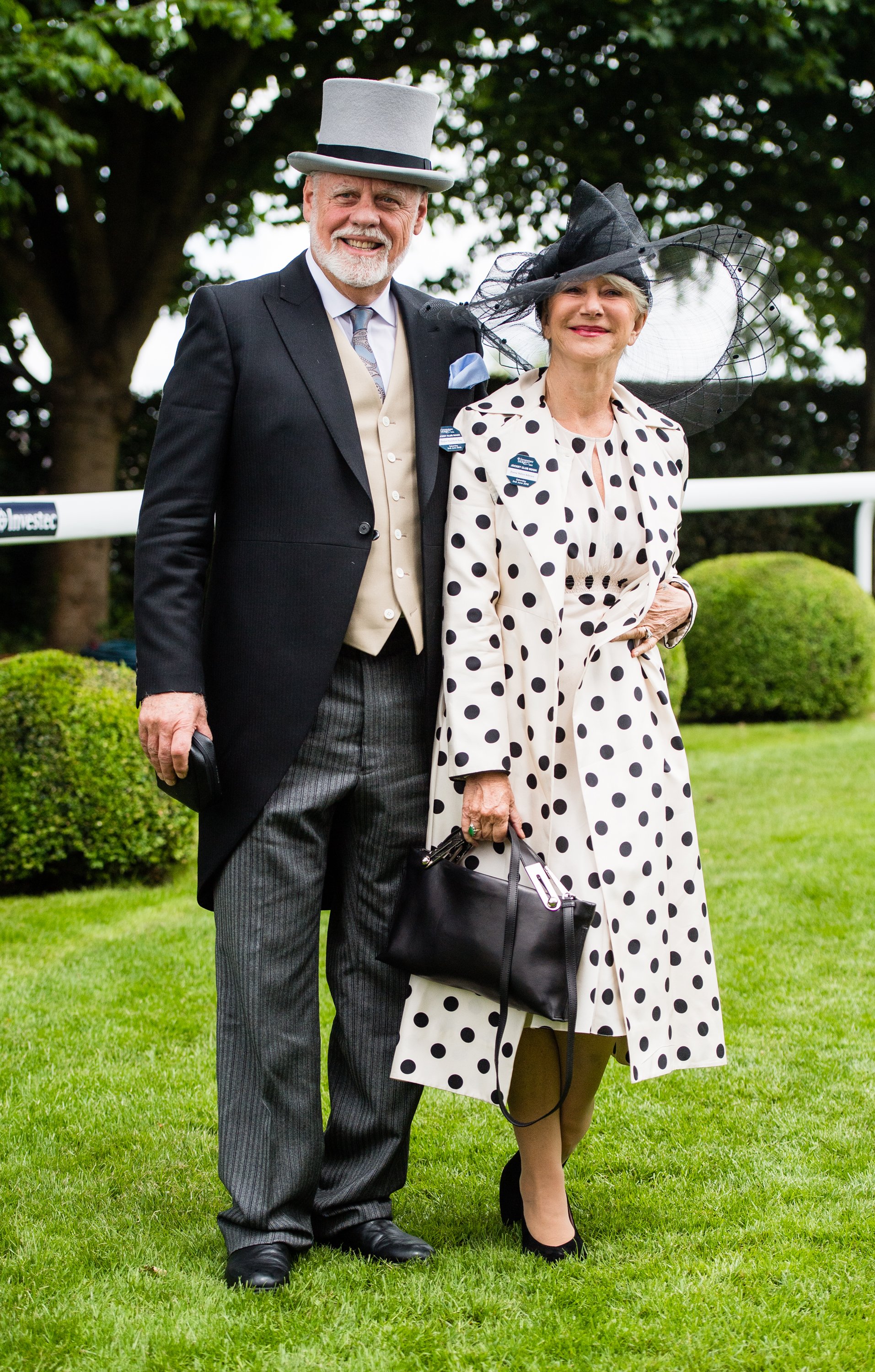 Dame Helen Mirren and Taylor Hackford at the Epsom Derby at Epsom Racecourse on June 2, 2018 in Epsom, England. | Source: Getty Images