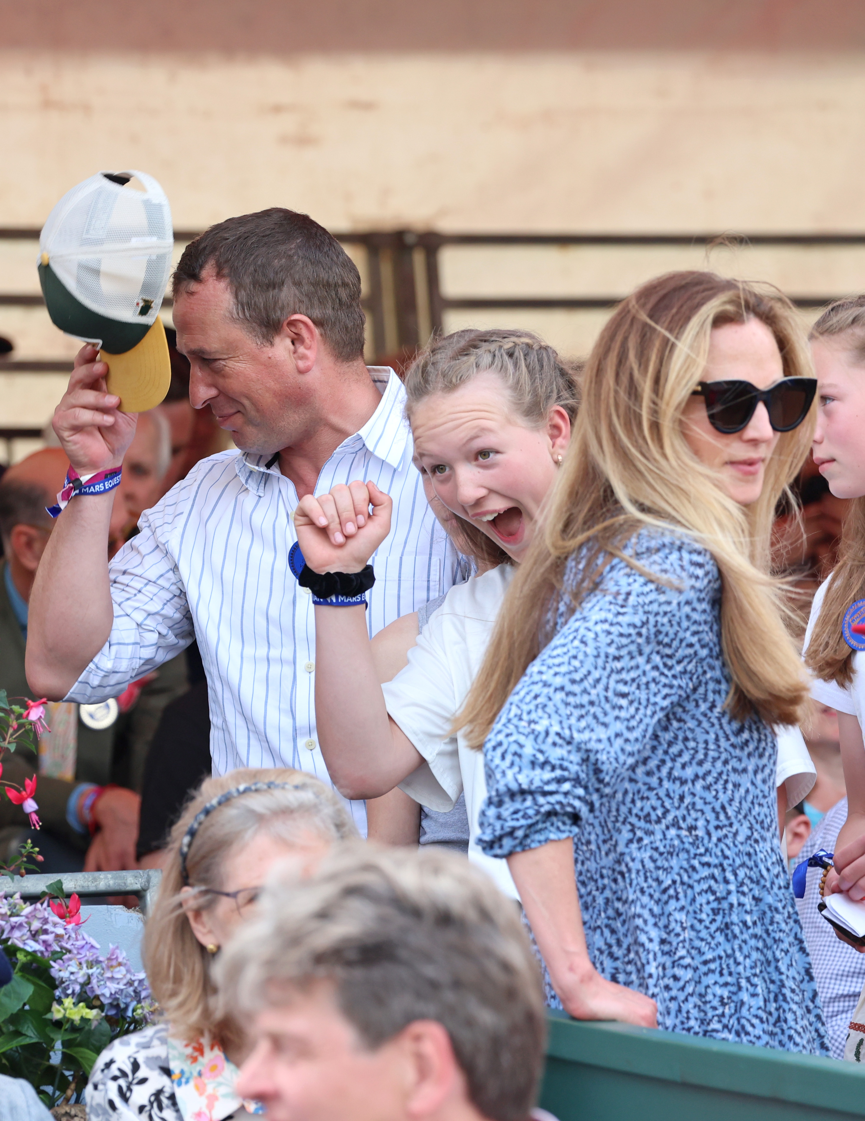 Peter Phillips and his daughters, Savannah and Isla Phillips with Harriet Sperling during the final day of the Badminton Horse Trials in Badminton, Gloucestershire on May 12, 2024 | Source: Getty Images