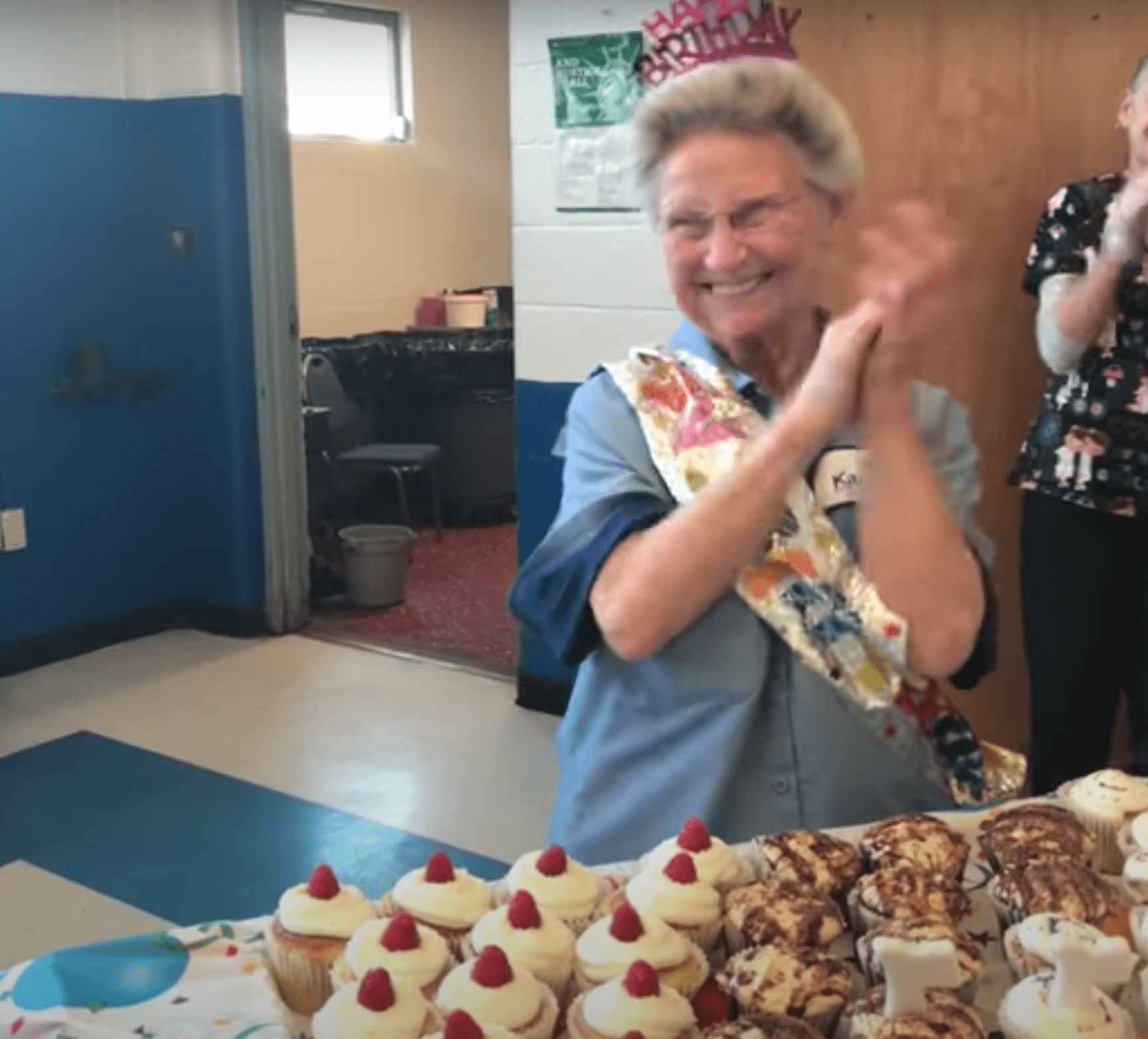 Frances Buzzard claps and is ecstatic during her surprise birthday party | Source: Youtube/Charleston Gazette-Mail