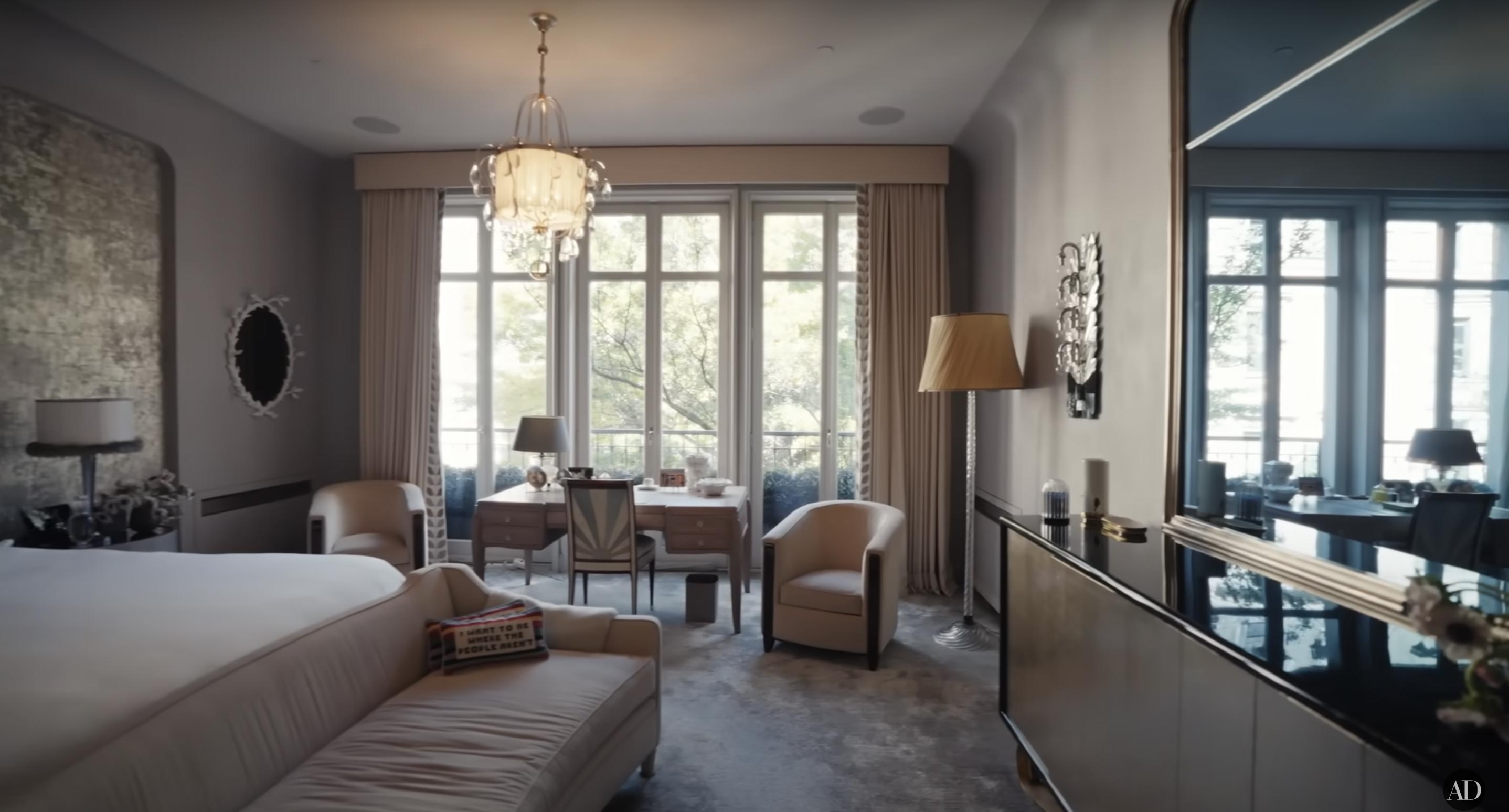 The couple's bedroom inside their New York townhouse, dated December 10, 2024 | Source: YouTube/@Archdigest