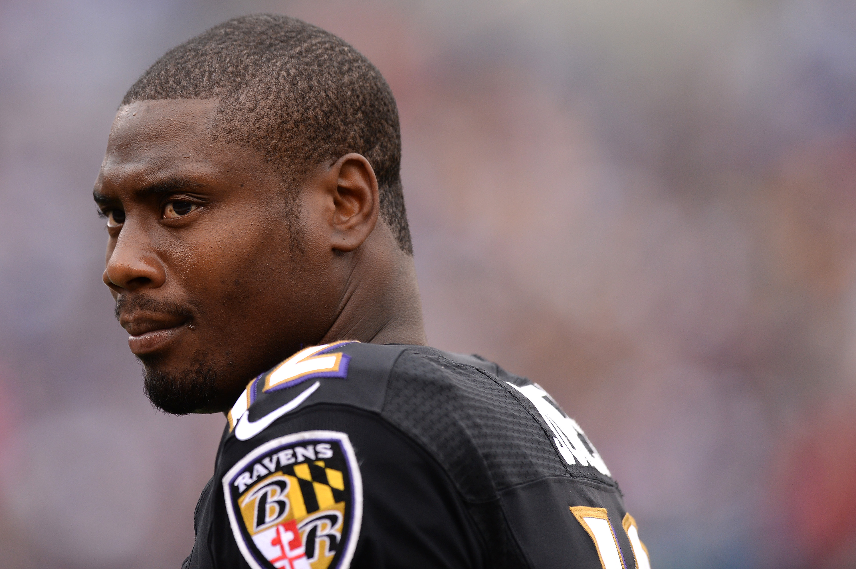 Jacoby Jones during an NFL game against the Green Bay Packers in Baltimore, Maryland on October 13, 2013 | Source: Getty Images