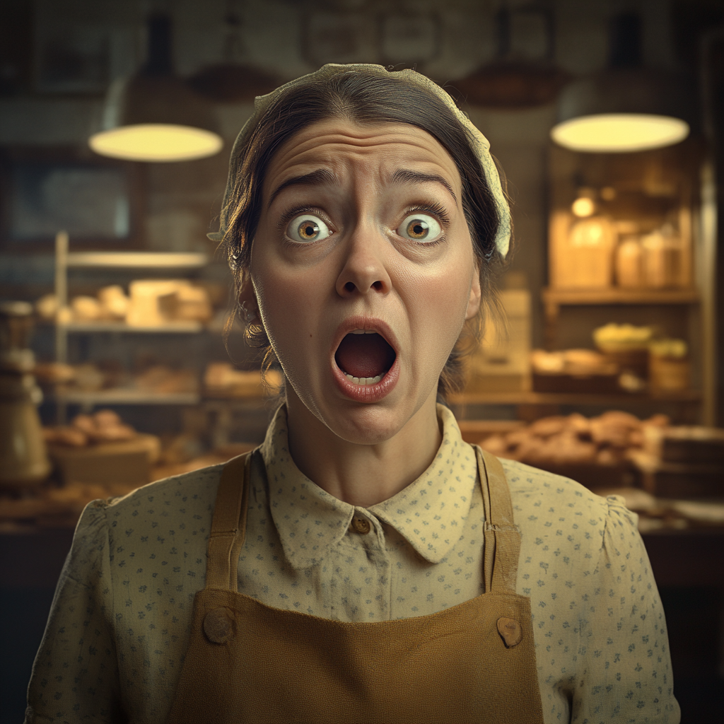 A baker gaping in shock | Source: Midjourney