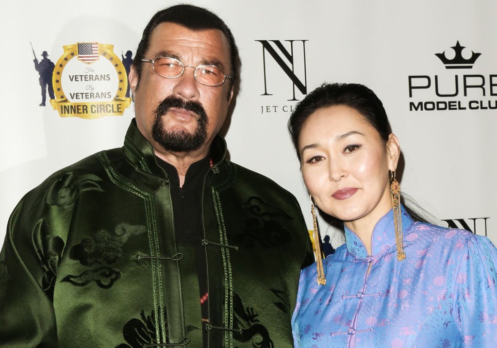 Actor Steven Seagal and his Wife Erdenetuya Seagal at Taglyan Complex on February 23, 2017 in Los Angeles, California. | Source: Getty Images