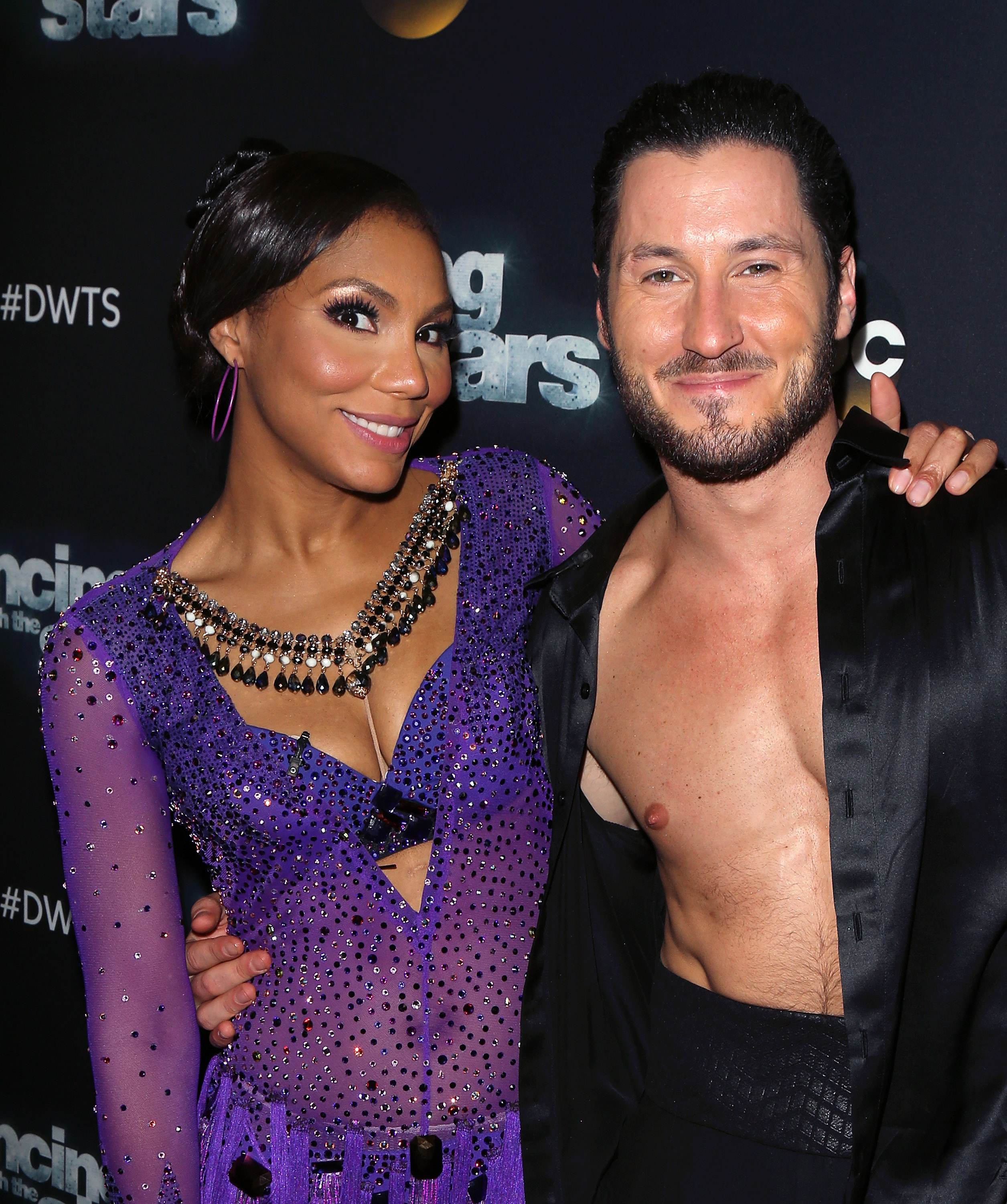 Tamar Braxton and Valentin Chmerkovskiy attend "Dancing With the Stars" Season 21 in Los Angeles on November 2, 2015 | Source: Getty Images