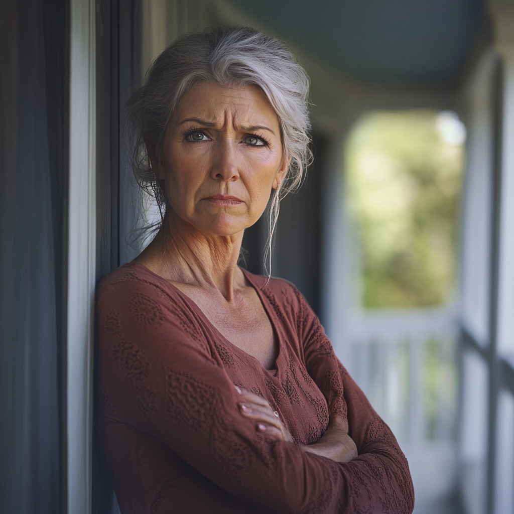 An angry woman on the porch | Source: Midjourney