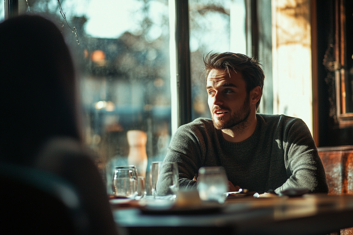 A man talking to his girlfriend | Source: Midjourney