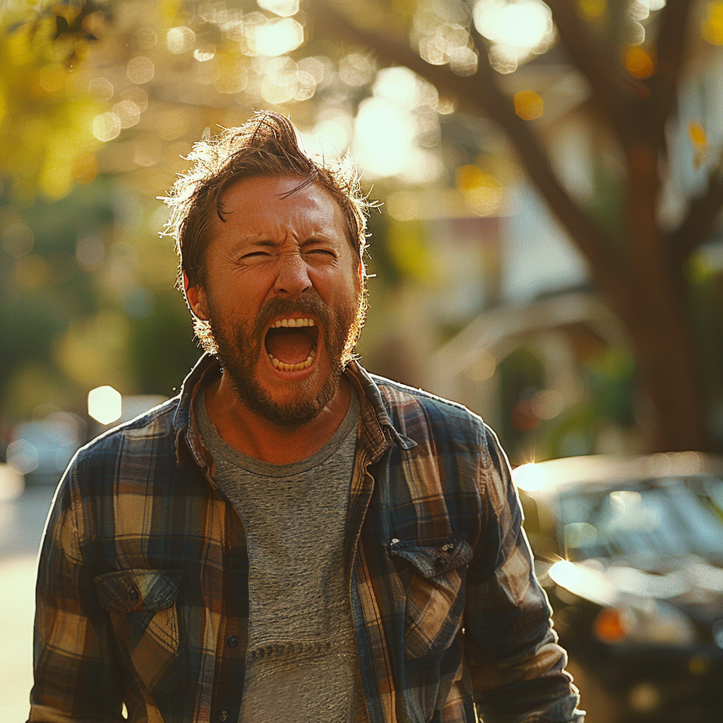 An angry man laughing and shouting | Source: Midjourney