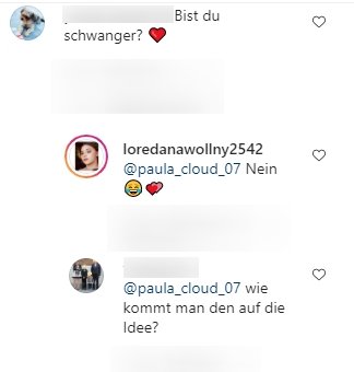 Screenshot von dem Kommentar des Fans unter dem von Loredana hochgeladenen Foto | Quelle: Instagram/loredanawollny2542