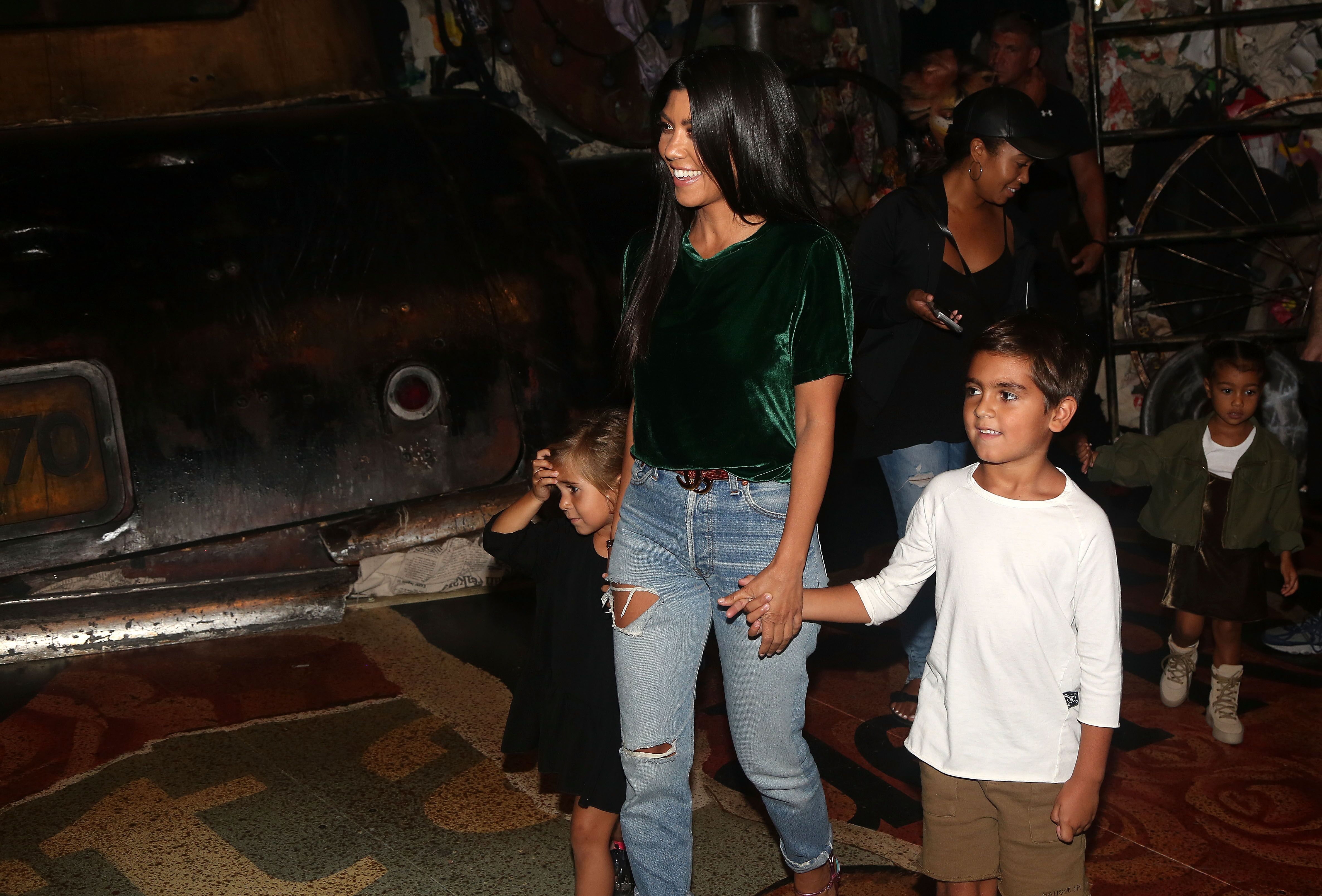 Kourtney Kardashian with her children, Penelope and Mason/ Source: Getty Images