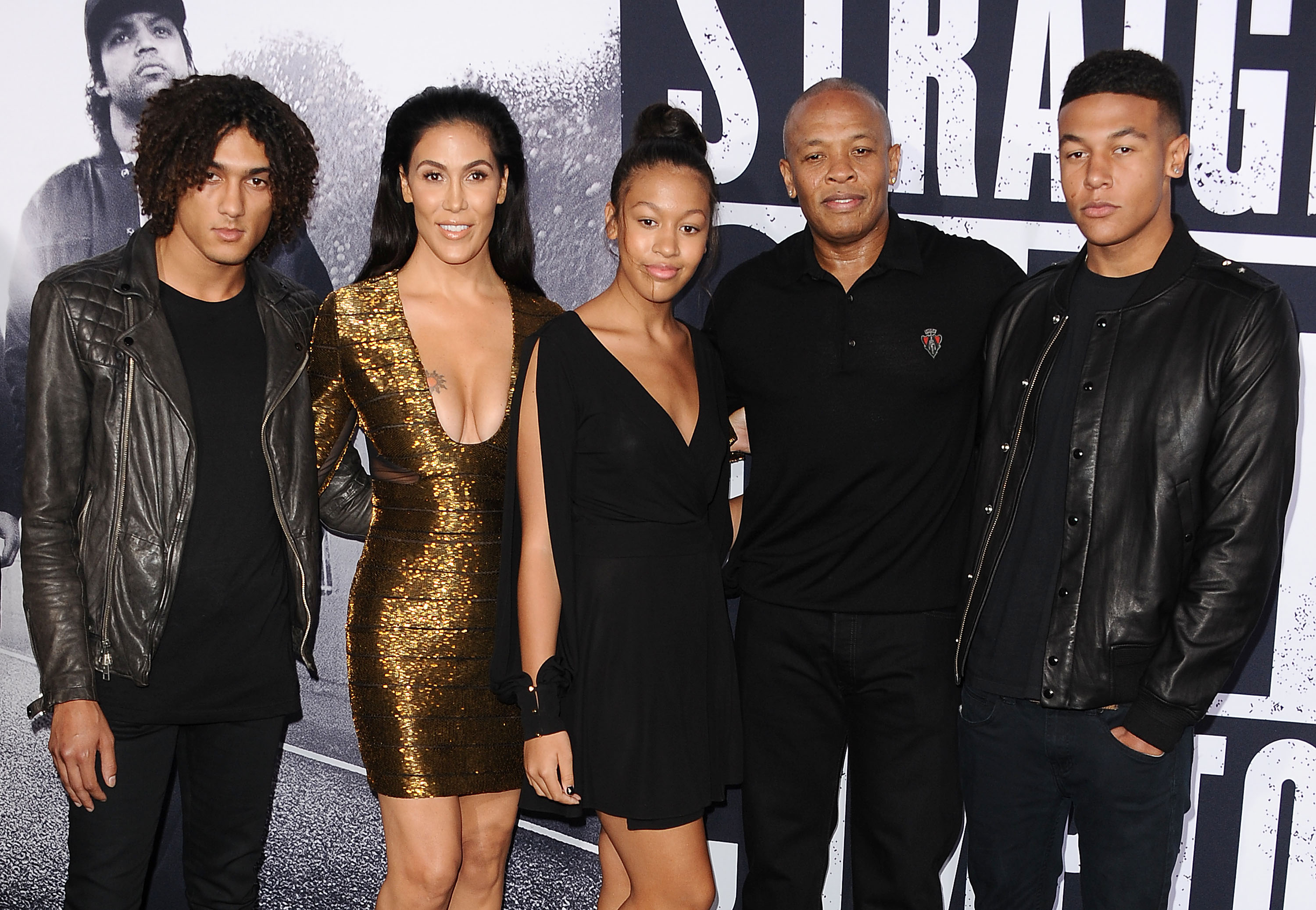 Dr. Dre, Nicole Young and family attend the premiere of "Straight Outta Compton" on August 10, 2015 in Los Angeles, California | Source: Getty Images