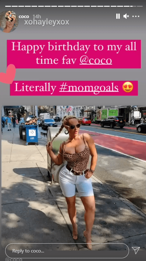 Coco Austin shares repost of her picture wearing a leopard-print top and white shorts. | Photo: Instagram/Coco