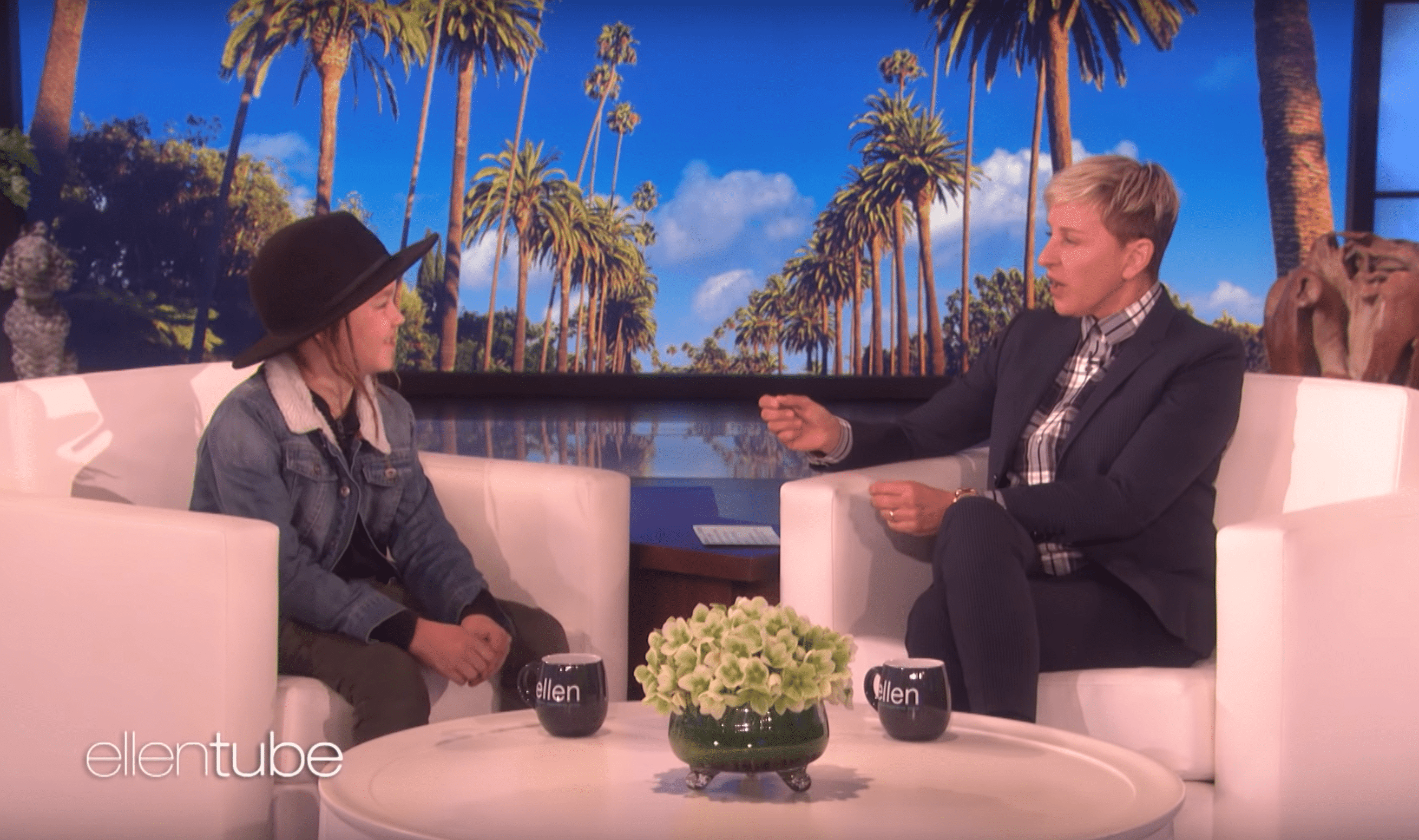 Taj Farrant and Ellen Degeneres on Ellen's show. | Source: YouTube/TheEllenShow