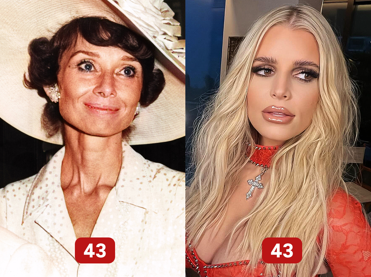 Audrey Hepburn | Jessica Simpson | Source: Getty Images | Instagram/jessicasimpson/