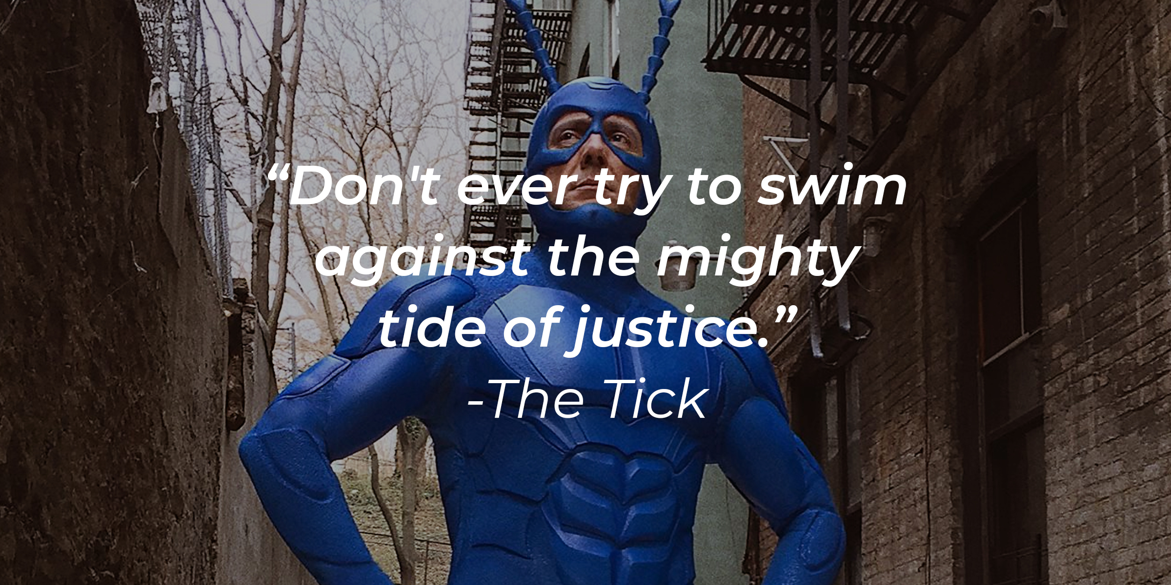 The Tick's quote: "Don't ever try to swim against the mighty tide of justice." | Source: Facebook.com/TheTick