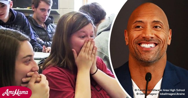 Dwayne 'The Rock' Johnson surprises teen girl at school social with intercom message