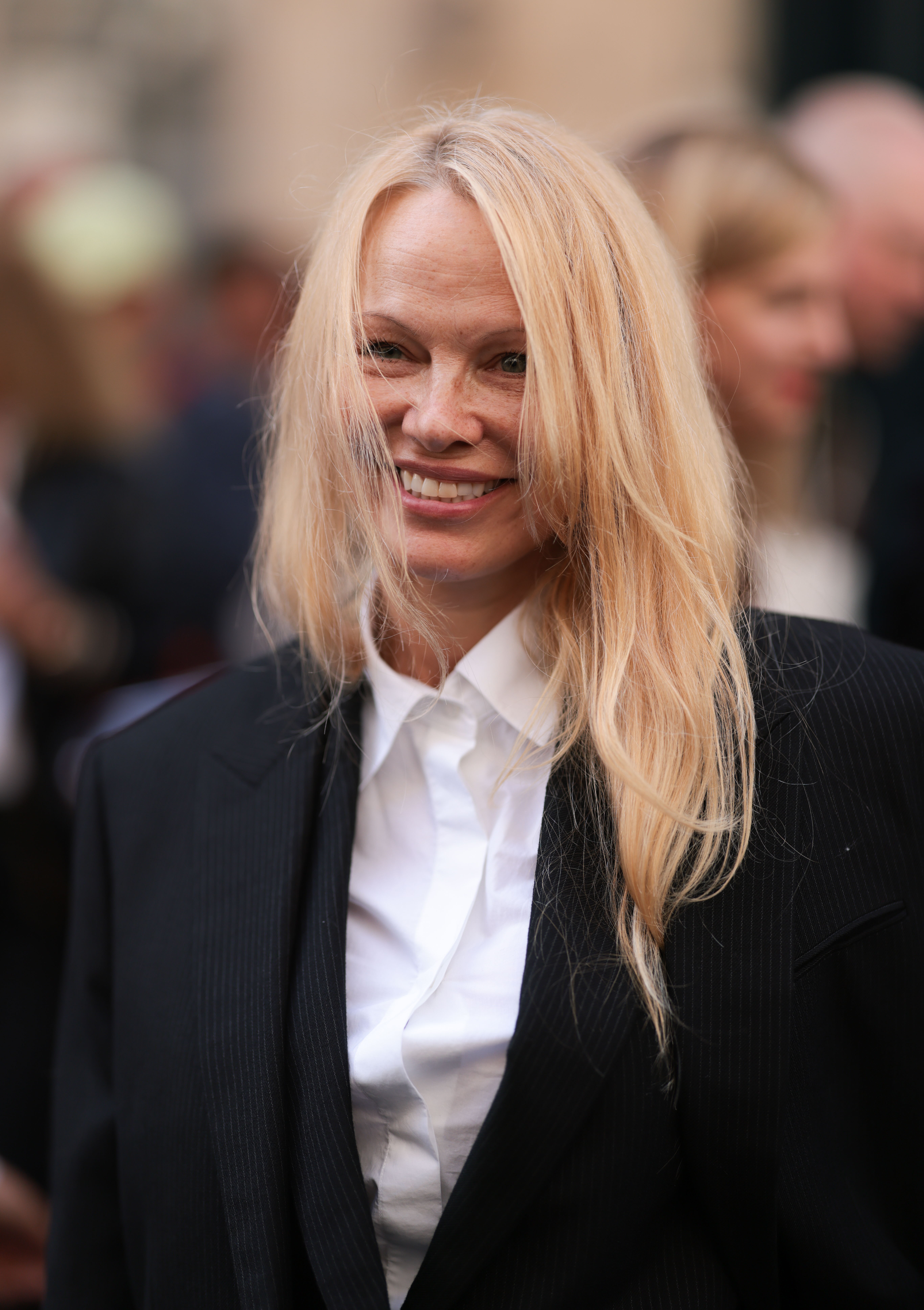 Pamela Anderson at Paris Fashion Week in Paris, France on September 27, 2023 | Source: Getty Images
