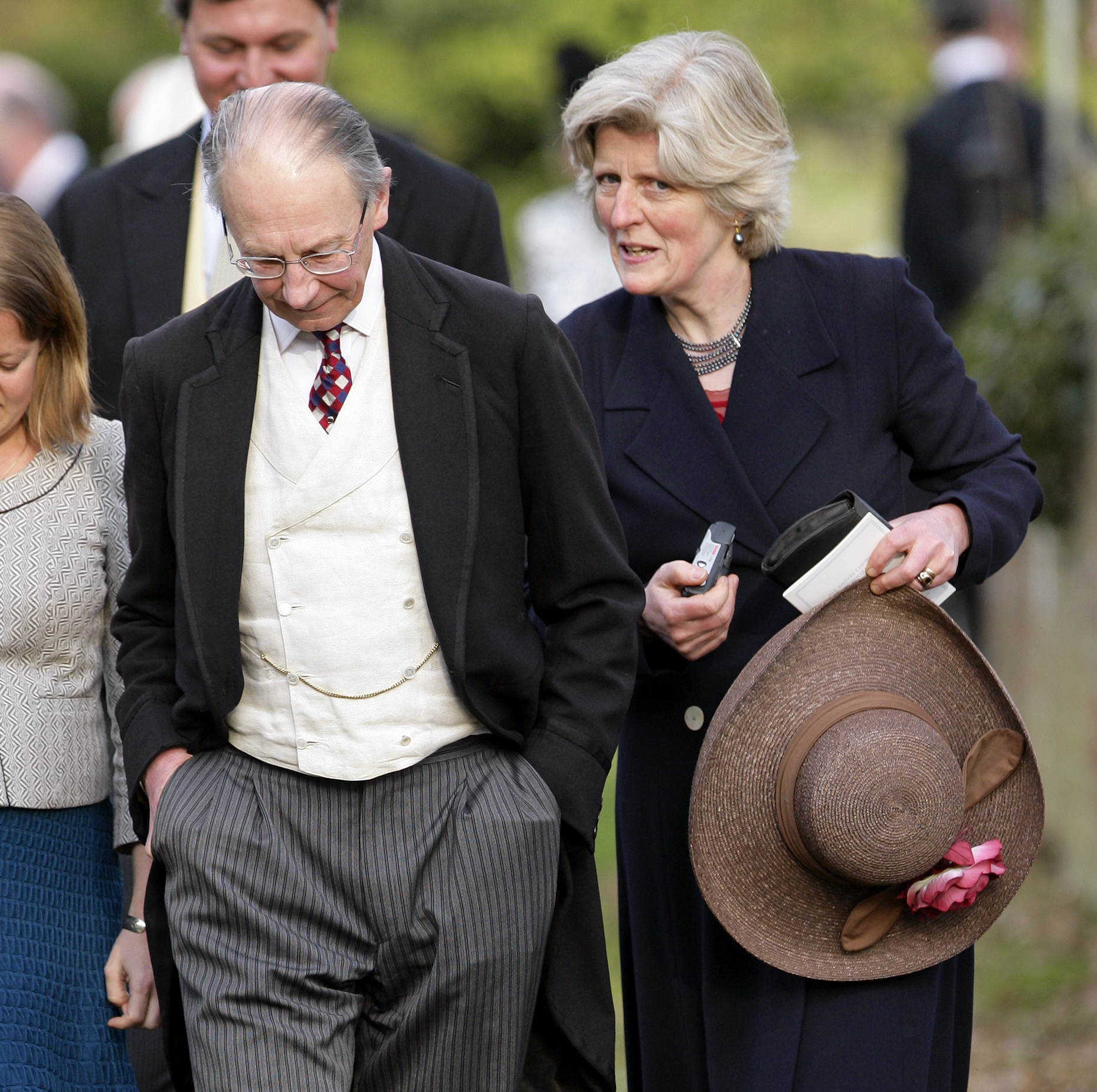 Sir Robert Fellowes and Lady Jane Fellowes at All Saints Church, Sudbourne in Woodbridge, England on April 2, 2011 | Source: Getty Images