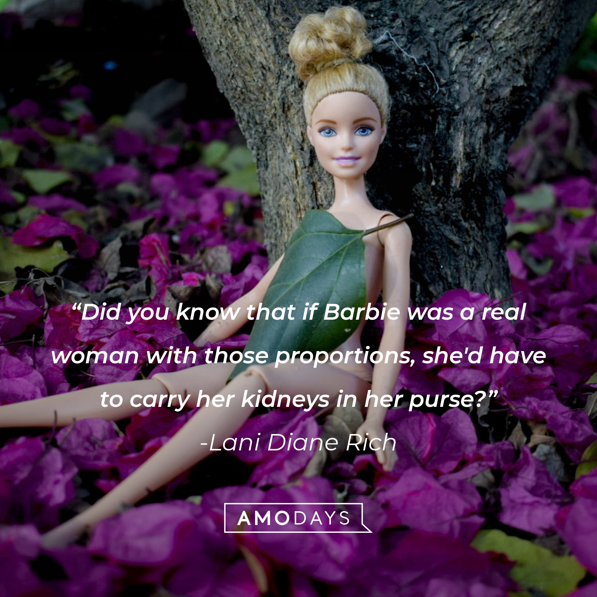 Lani Diane Rich's quote: "Did you know that if Barbie was a real woman with those proportions, she'd have to carry her kidneys in her purse?" | Image: AmoDays