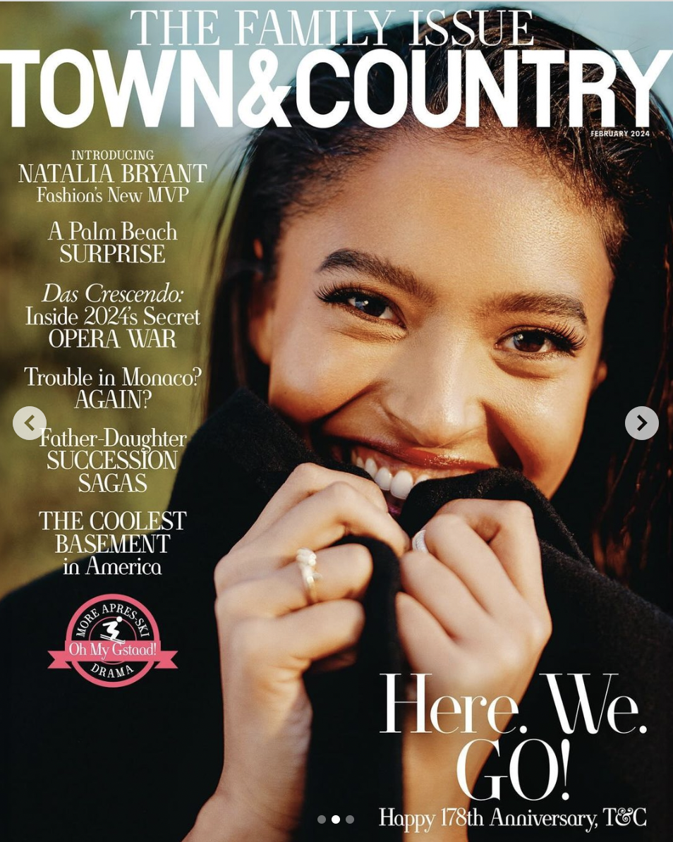 Natalia Bryant poses for Town and Country magazine, dated January 2024 | Source: Instagram/townandcountrymag