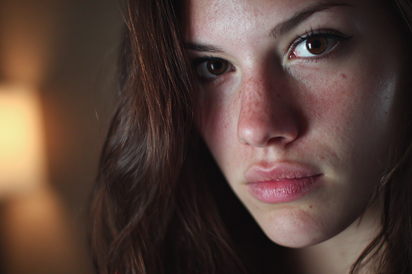 A woman looking straight ahead | Source: Midjourney