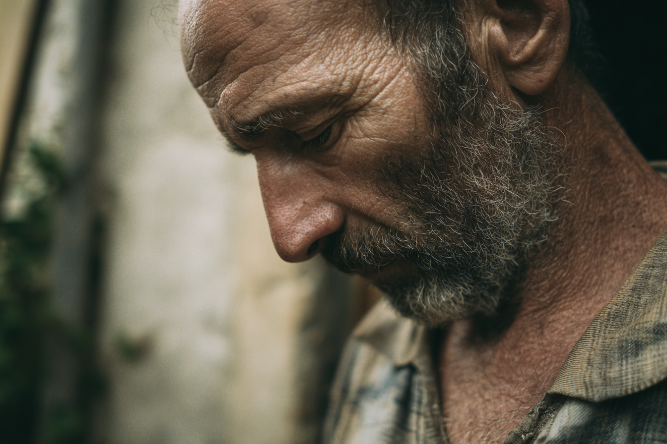 An old man looking down | Source: Midjourney