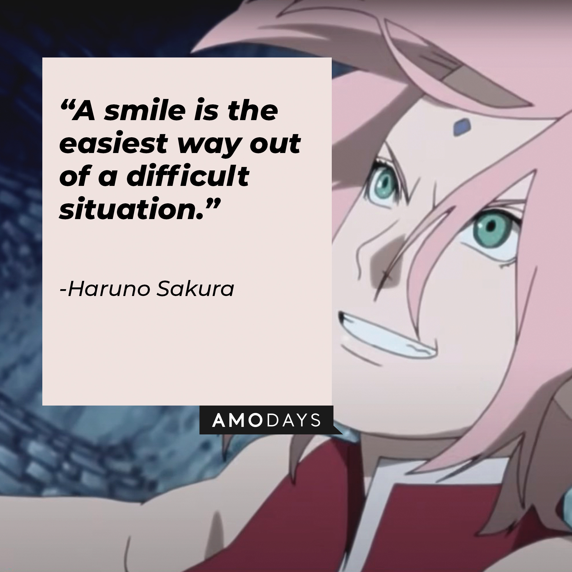 Haruno Sakura’s quote: “A smile is the easiest way out of a difficult situation.” | Source: facebook.com/narutoofficialsns