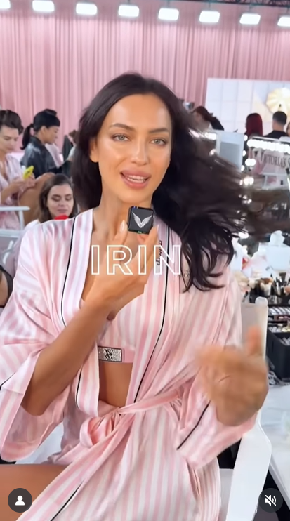 Irina Shayk doing a promo backstage | Source: Instagram/victoriassecret