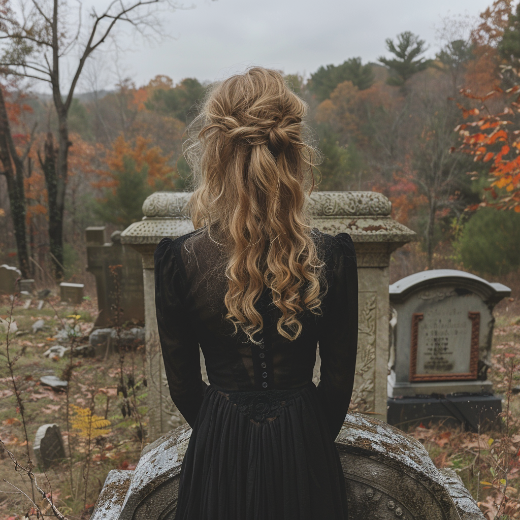 Katherine at the cemetery | Source: Midjourney