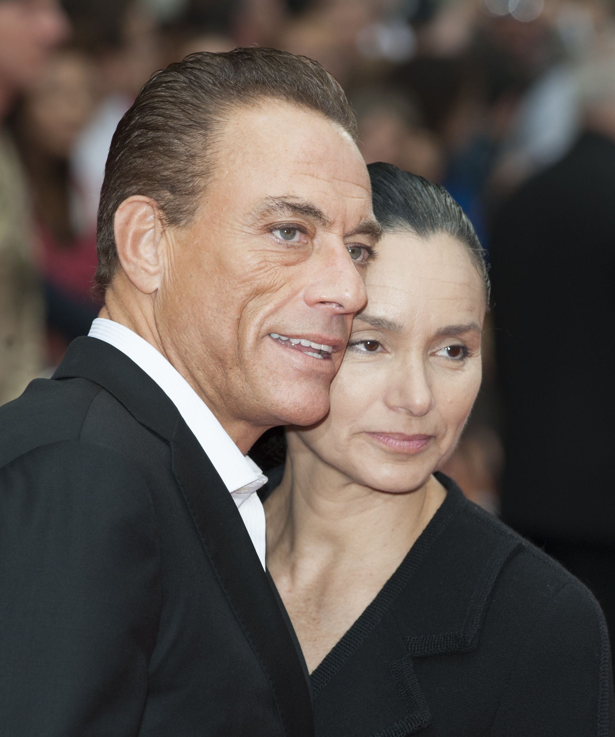 Jean-Claude Van Damme and Gladys Portugues at the Uk Premiere of "The Expendables 2"  on August 10, 2012, at Leicester Square, London | Photo: Mark Cuthbert/UK Press/Getty Images
