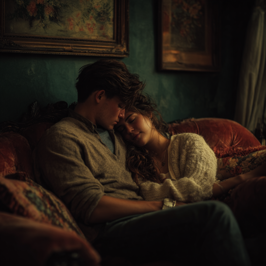 A couple on a couch | Source: Midjourney