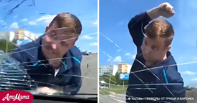 Furious dad smashes ex's windscreen to get his child back (video)