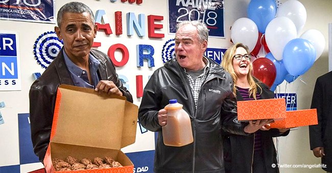 Barack Obama surprises campaign workers with donuts 'especially approved' by wife Michelle