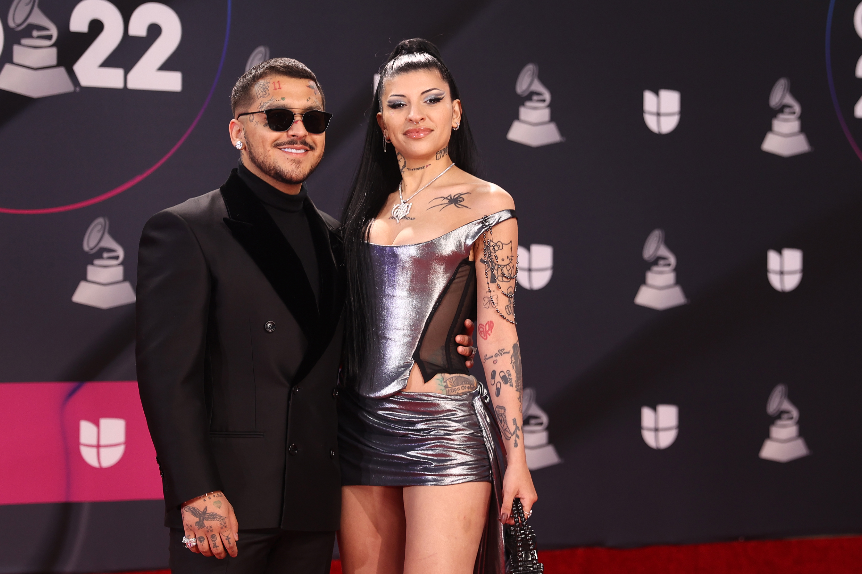 Christian Nodal and Cazzu at the 23rd Annual Latin GRAMMY Awards at Michelob ULTRA Arena, on November 17, 2022, in Las Vegas, Nevada. | Source: Getty Images