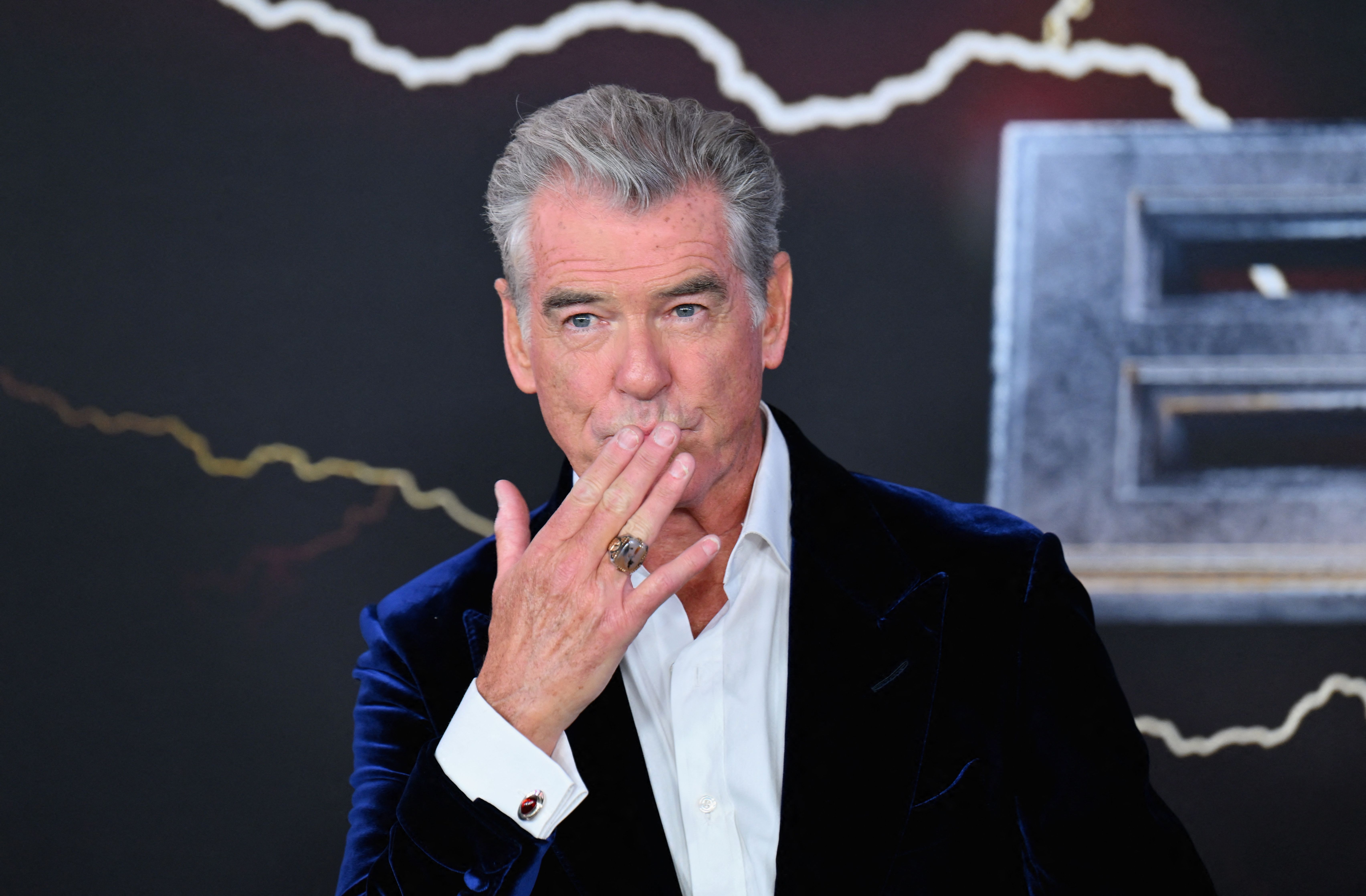 Pierce Brosnan arrives at the "Black Adam" premiere in Times Square, New York City, on October 12, 2022 | Source: Getty Images