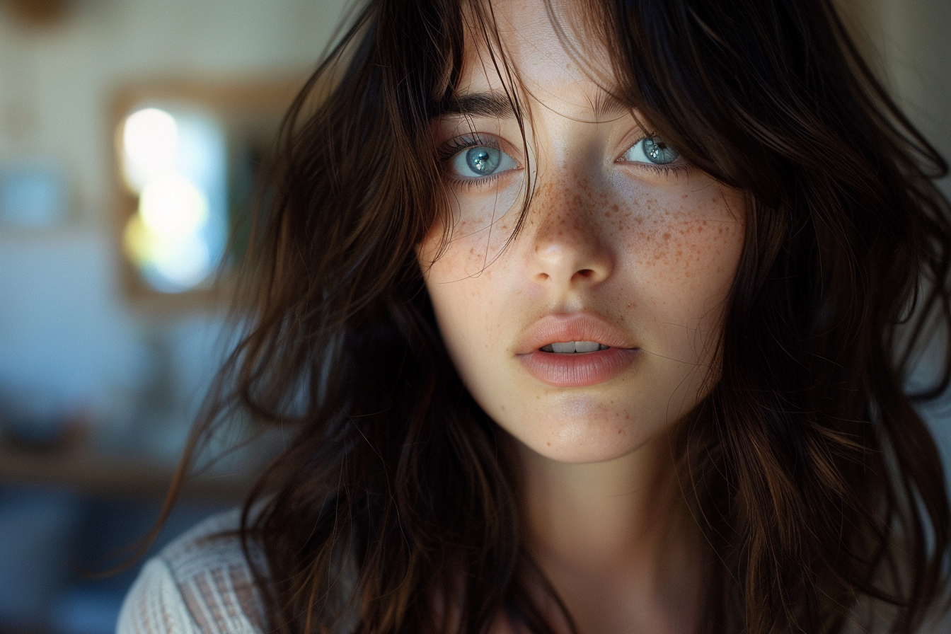 Close-up of a woman's face | Source: Midjourney