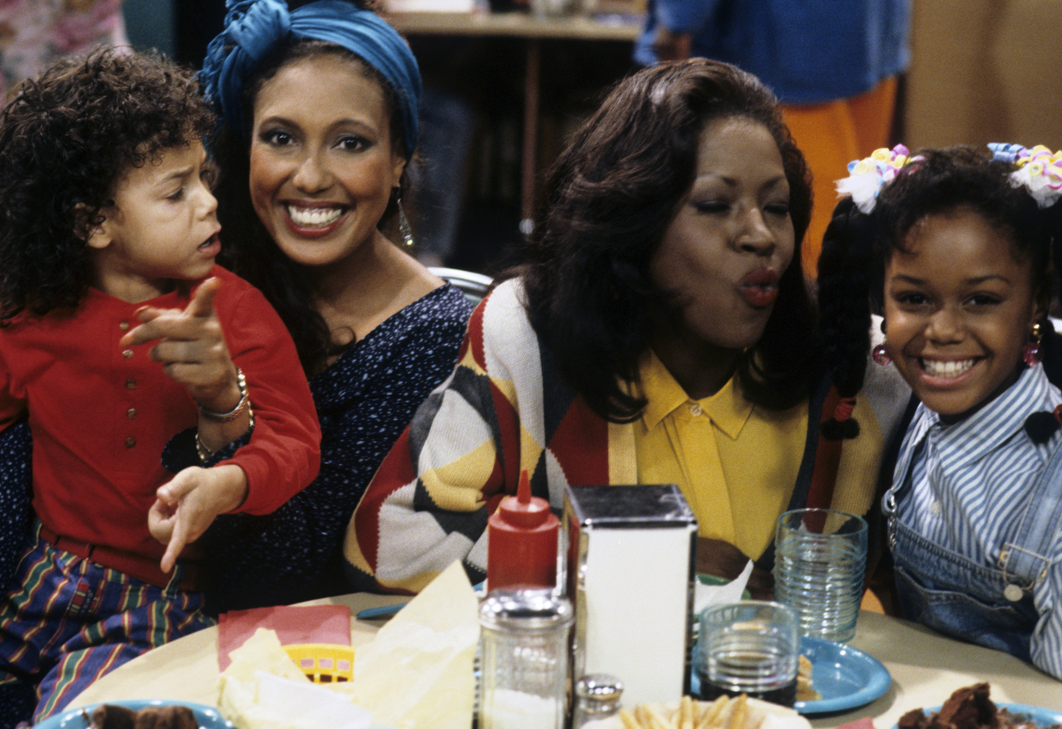 Bryton James, Telma Hopkins, Jomarie Payton, and Jaimee Foxworth photographed in 1991 | Source: Getty Images