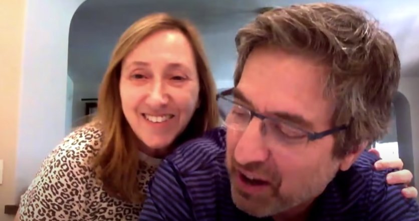 Ray Romano and his wife, Anna Scarpulla, on "The Late Late Show With James Corden" on April 23, 2020 | Source: Youtube.com/The Late Late Show with James Corden