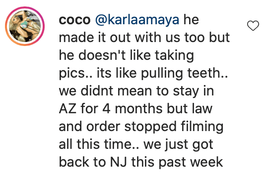 Coco's reply to a fan's comment on her post. | Source: Instagram/coco