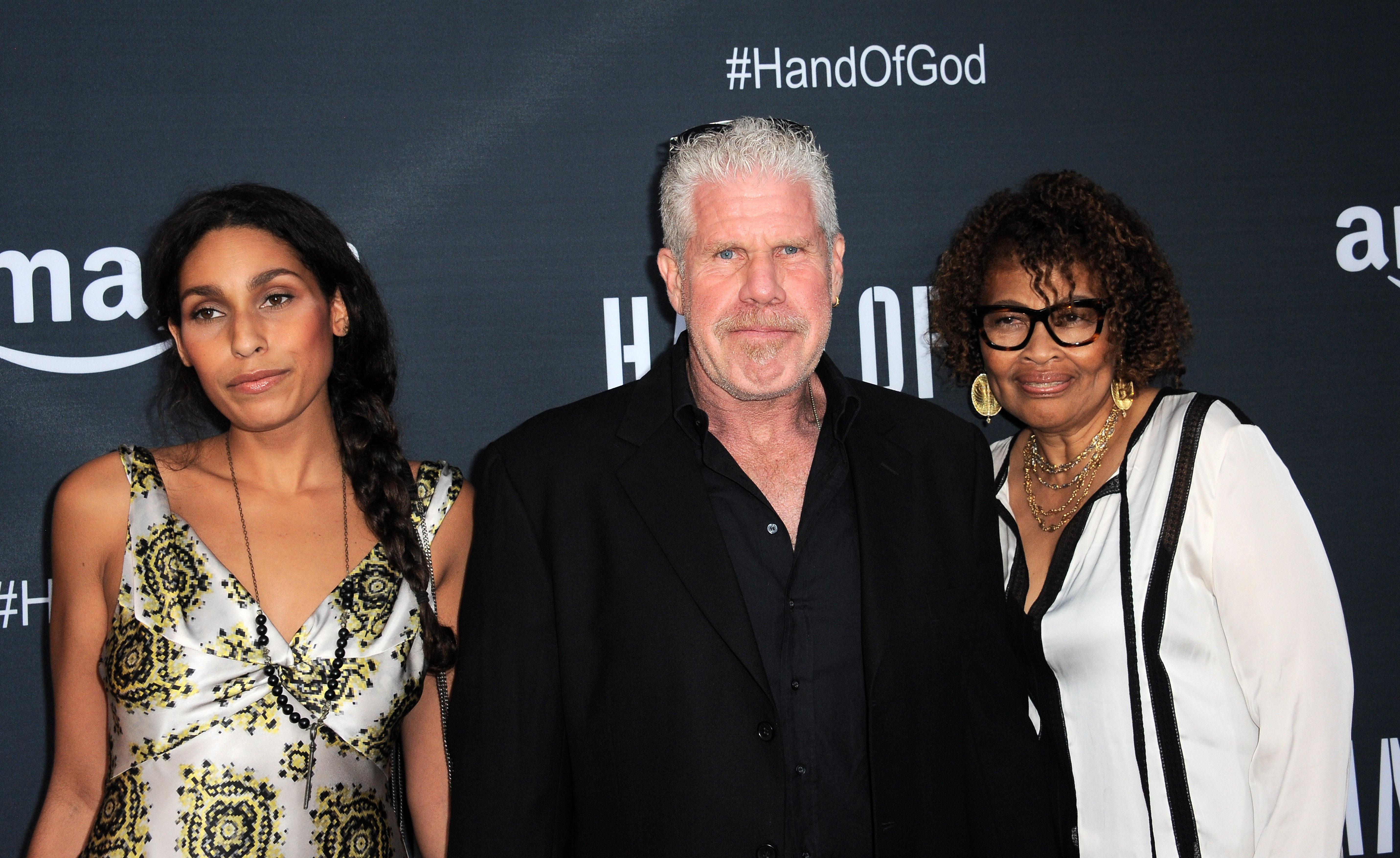 Blake Perlman, Ron Perlman and Opal Stone arrive for the Premiere Of Amazon's Series "Hand Of God." | Source: Getty Images